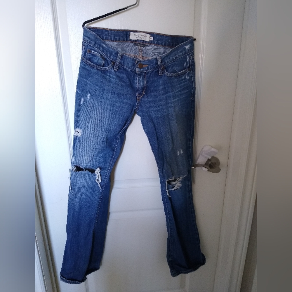 Abercrombie and Fitch ripped bootcut jeans